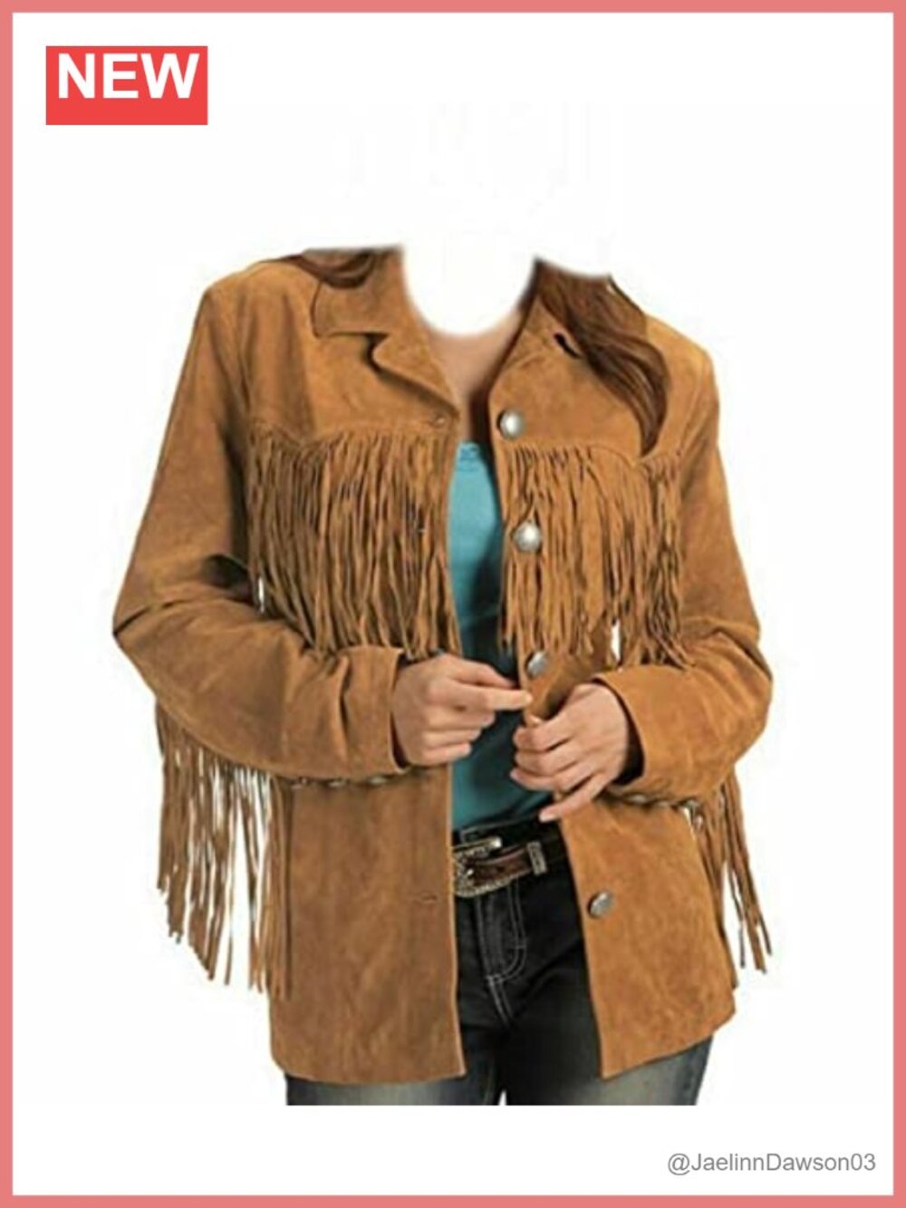100% Genuine Suede Leather Jacket Fringed Western Cowgirl Coat
